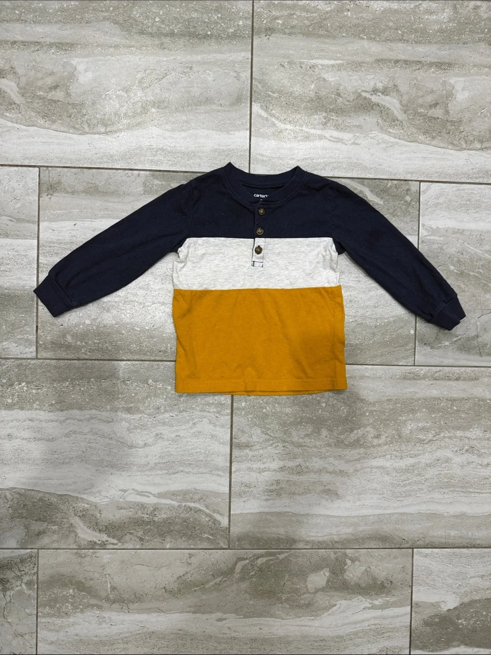 Carter's Navy, Gray & Mustard Colorblock Henley Long-Sleeve Shirt
